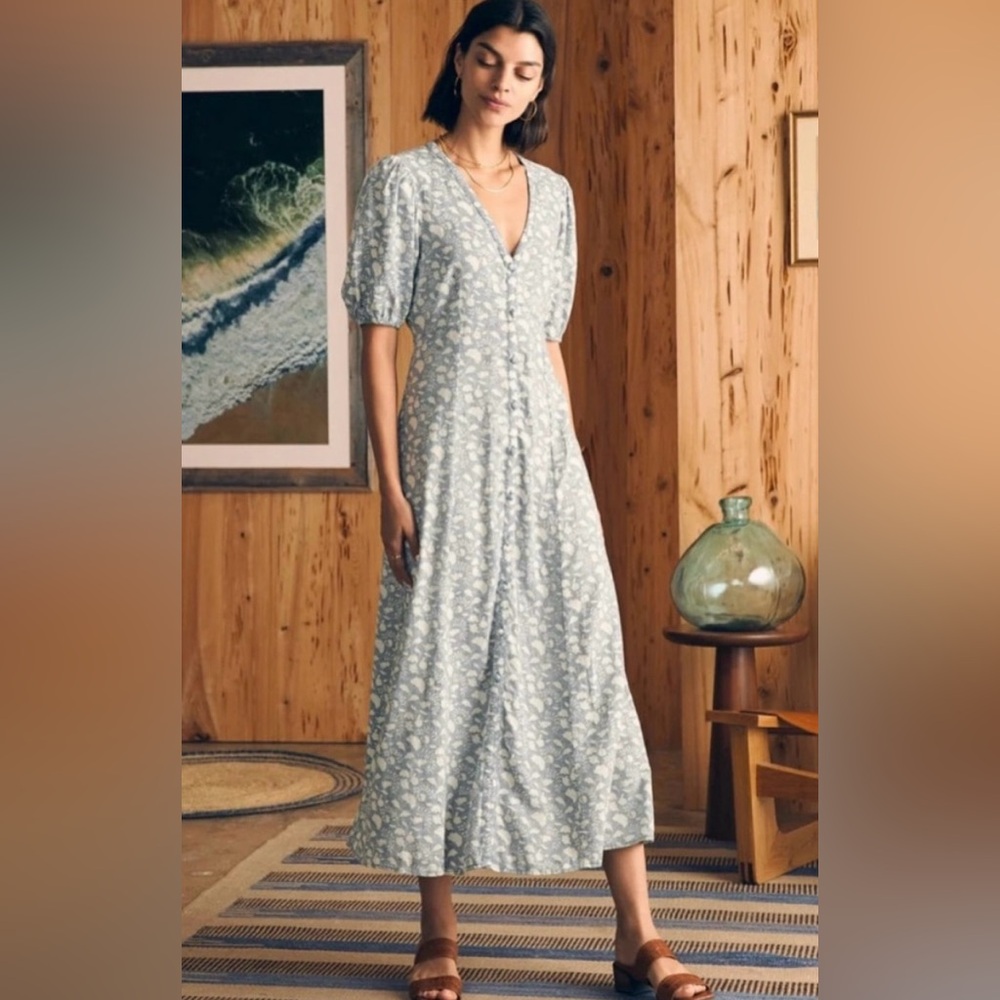 FAHERTY Havana Midi Dress Smoke Echo Floral Size Medium Like New